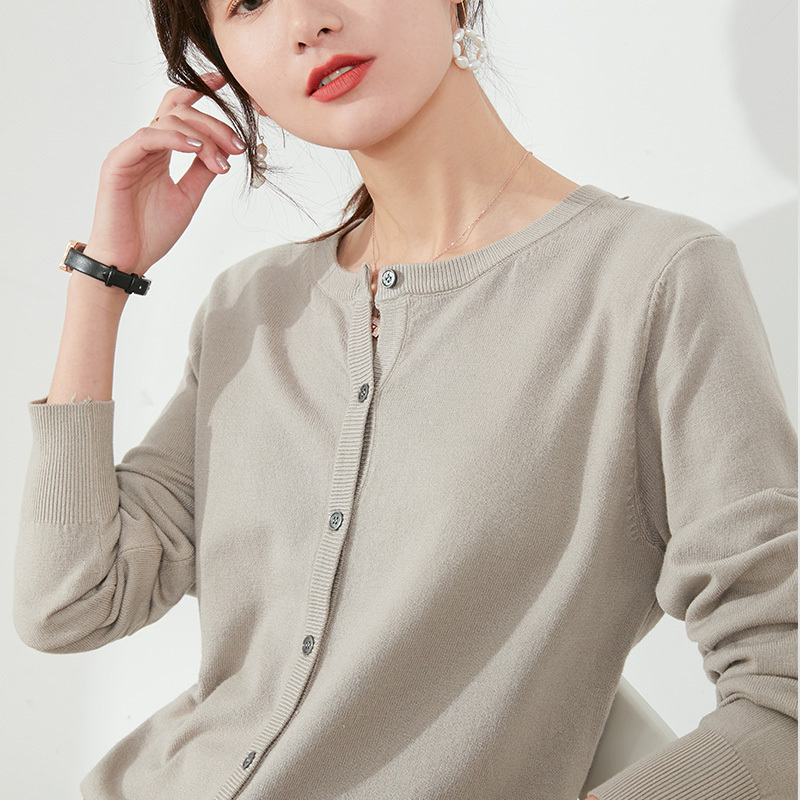New Cashmere Women Basic Cardigan O-Neck Sweater Spring Autumn Winter Female Long Sleeve Wool Knitted Solid Soft Fashion 201030