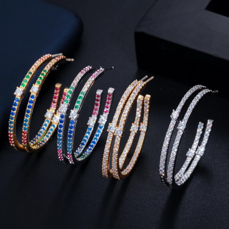 Hoop & Huggie Fashion Ladies Loop Earring Round Circle Micro Pave Cubic Zirconia Crystal Large Silver Earrings Jewelry
Hoop & Huggie Fashion Ladies Loop Earring Round Circle Micro Pave Cubic Zirconia Crystal Large Silver Earrings Jewelry
