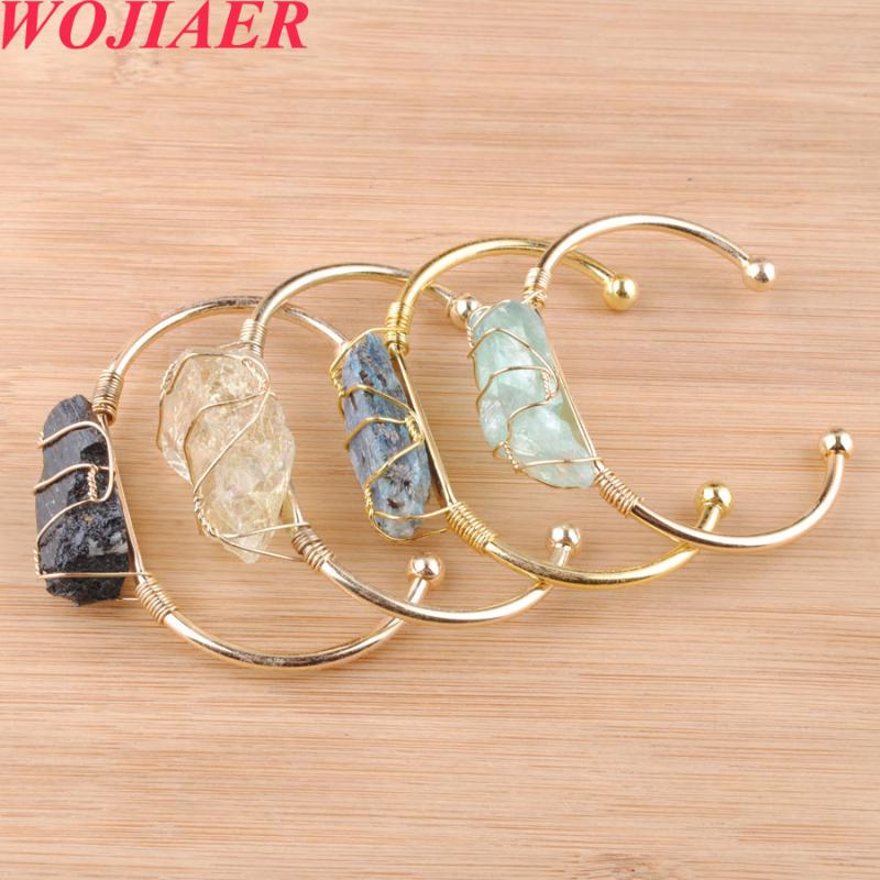 WOJIAER 2021 Gold-color Wire Wrap Irregular Natural Stone Cuff Copper Fashion Bangle Korea Bracelets for Women Girl Party PBO934
WOJIAER 2021 Gold-color Wire Wrap Irregular Natural Stone Cuff Copper Fashion Bangle Korea Bracelets for Women Girl Party PBO934