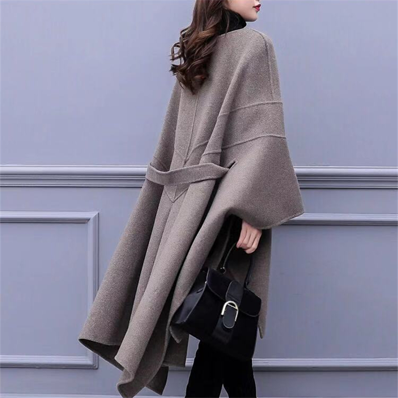 Autumn Winter New Women Cloak Woolen Coat Popular Woolen Coat Women's Korean Loose Long High quality Overcoat Plus Size 3XL T200315