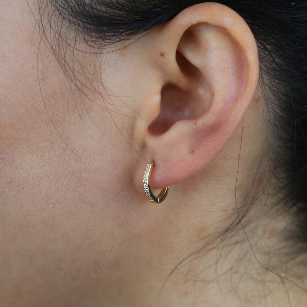 Various Sized Mini Small CZ Huggie Hoop Earring Micro Pave Cubic Zirconia 5mm 6mm 7mm 8mm 9mm 10mm 11mm 12mm 14mm Hoops Jewelry