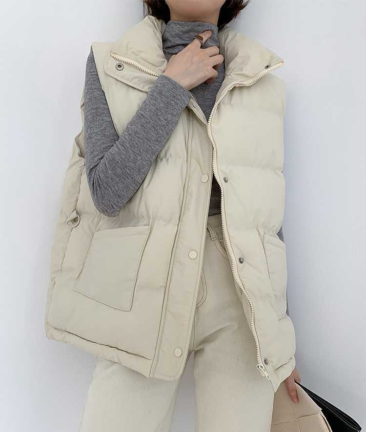 Colorfaith Spring Autumn Women Jackets Vest Quilted Puffer Parkas High-Quality Lace Up Oversize Sleeveless Coat COV2618 211220
