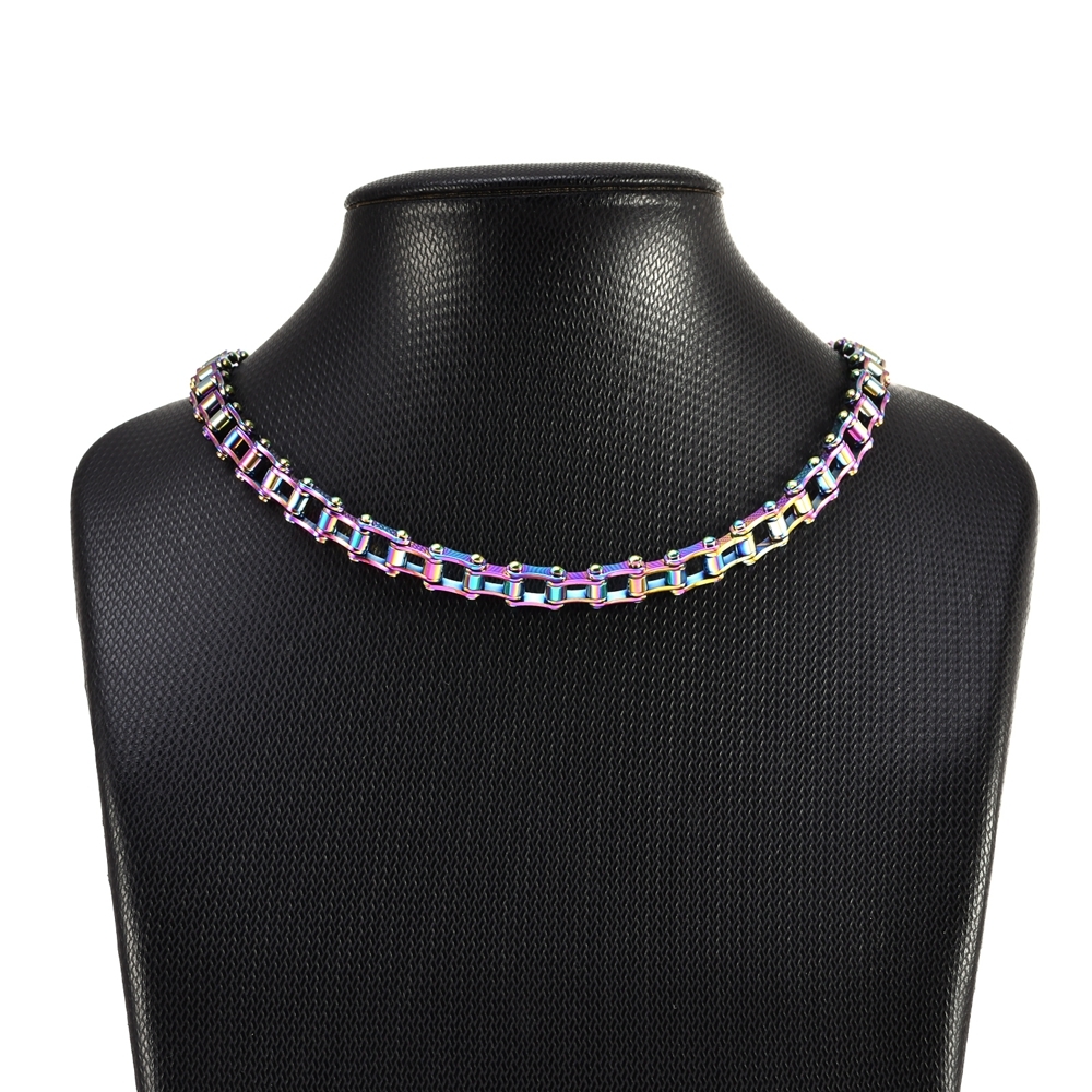 SDA New Fashion Motorcycles Chain Necklace 7mm45cm Long Biker Chain Stainless steel cuban Chain Man Woman Neckalce 201013