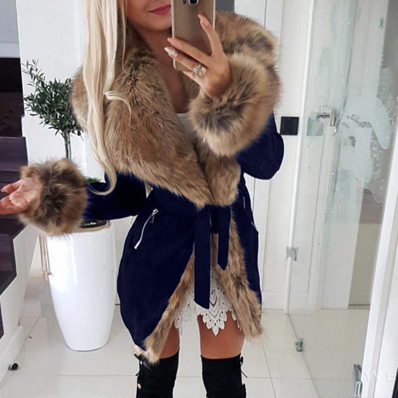 Warm Faux Fur Fur Collar Women Cotton Jacket Long Lace-up Jacket Multi-color Long-sleeved Multi-color Elegant Fashion Lady Coat, Black
Warm Faux Fur Fur Collar Women Cotton Jacket Long Lace-up Jacket Multi-color Long-sleeved Multi-color Elegant Fashion Lady Coat, Black