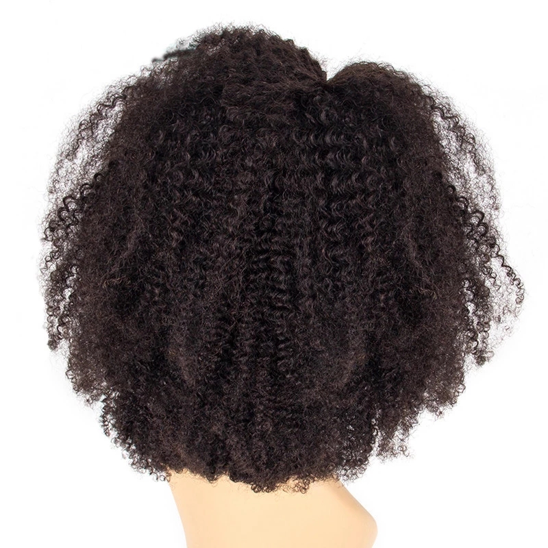 16 inch 100% Human Hair Wigs for Black Women Short kinky curly Curls Wig with Bangs lace front brazilian hd swiss pre plucked 130% daily use
