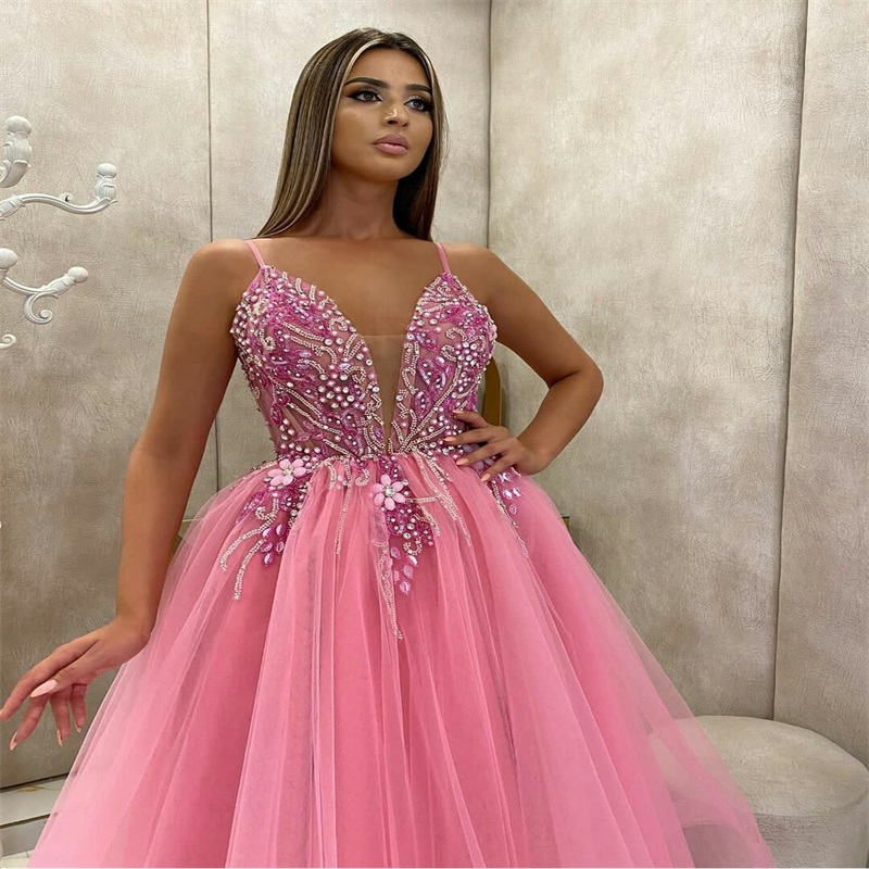 Sexy Pink Prom Dresses Chic Sequins Beads Appliqued A Line Evening Dresses Sleeveless Knee Length Pageant Dress Custom Made