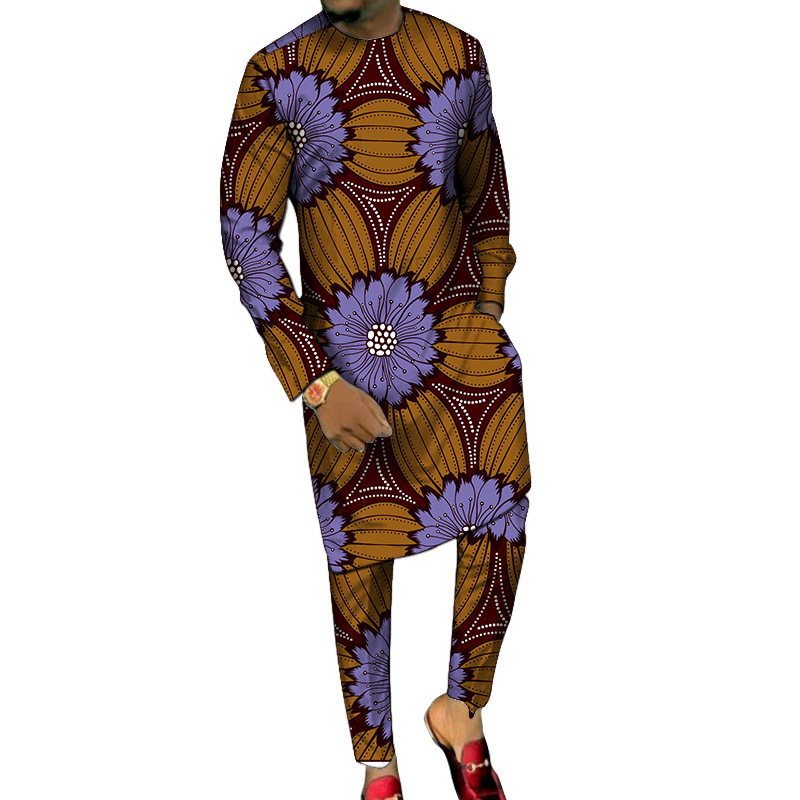 Dashiki Print Men's Long ShirtsTrousers Custom Made Pant Sets Ankara Fashion Male Groom Suits Plus Size African Party Clothes 201130