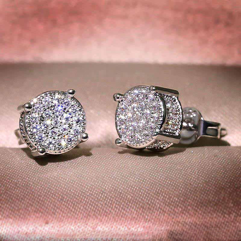 Unisex Men Women Never fade stud High Quality girls earings Studs Yellow White Gold Plated Sparkling CZ Simulated Diamond