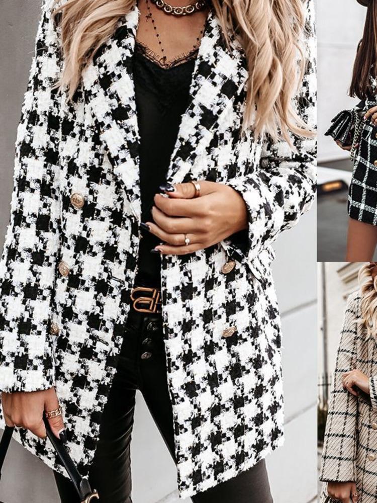 2021 New Fashion Winter Casual Women' Coat Printing Woolen Women' Clothes Lapel Grid Medium Style Jacket, Black and white
2021 New Fashion Winter Casual Women' Coat Printing Woolen Women' Clothes Lapel Grid Medium Style Jacket, Black and white