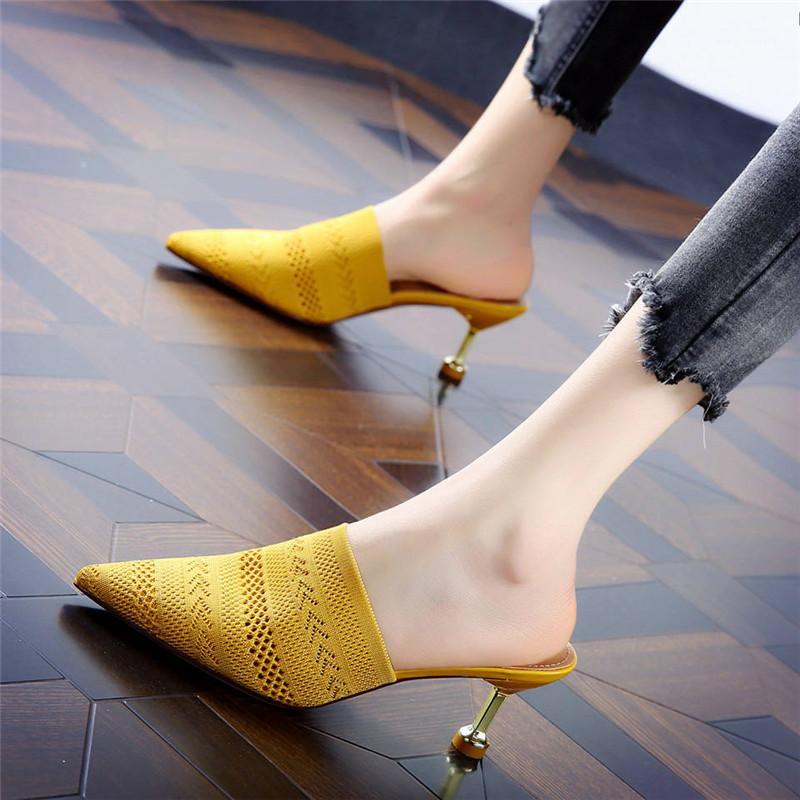 Knit Mesh Breathable High heels Mules slippers women 2020 summer shoes women Pointed Toe Thin Heels Fashion Party ladies shoes1, Beige
Knit Mesh Breathable High heels Mules slippers women 2020 summer shoes women Pointed Toe Thin Heels Fashion Party ladies shoes1, Beige