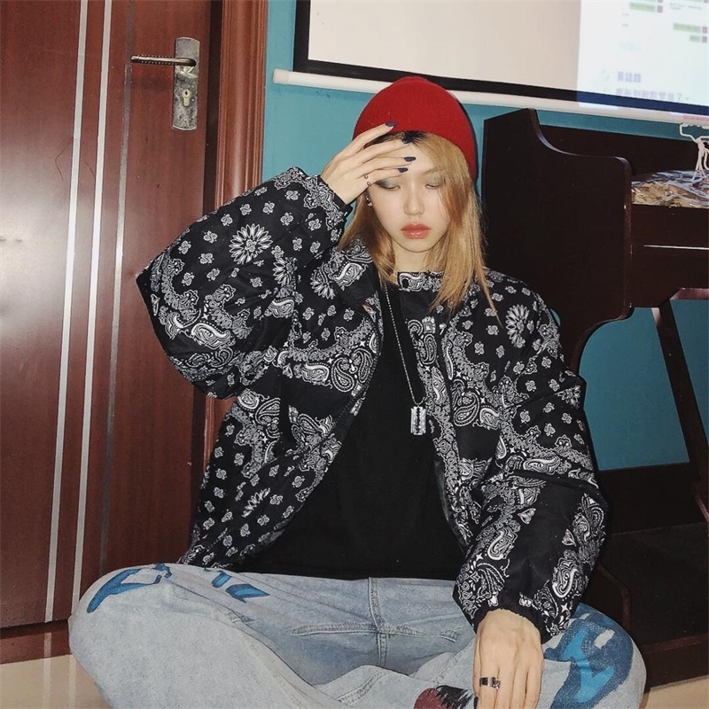 Winter oversize Street cashew flower thickening original night retro coats women's loose warm fashion parkas cotton BF 201217