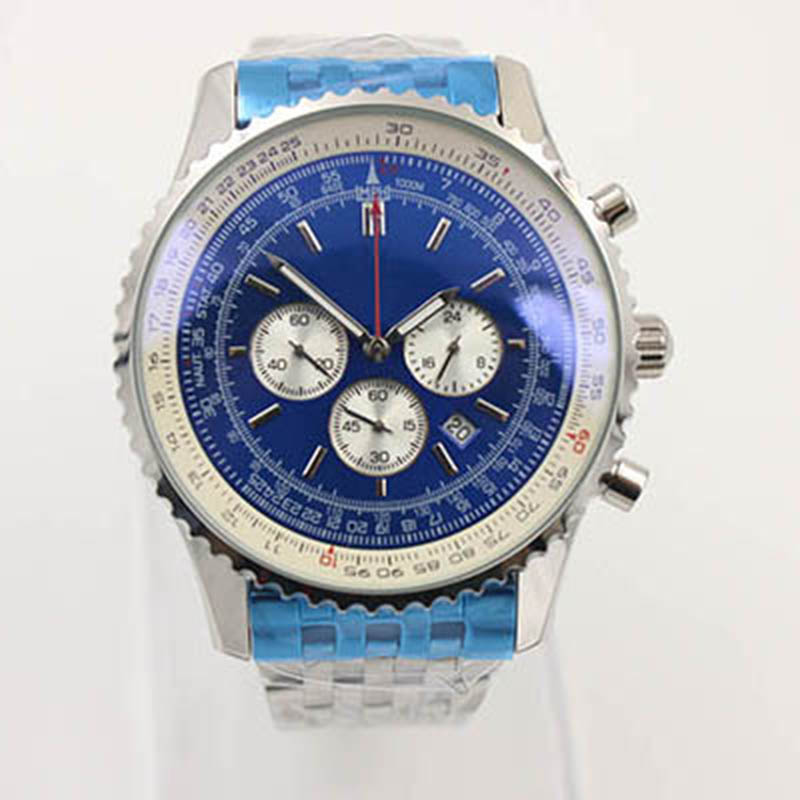 New Quality B06 B01 Navitimer Watches Chronograph Battery Movement Quartz Blue Dial Men Watch Stainsteel Steel Mens Wristwatches, No send watch for shipping
New Quality B06 B01 Navitimer Watches Chronograph Battery Movement Quartz Blue Dial Men Watch Stainsteel Steel Mens Wristwatches, No send watch for shipping