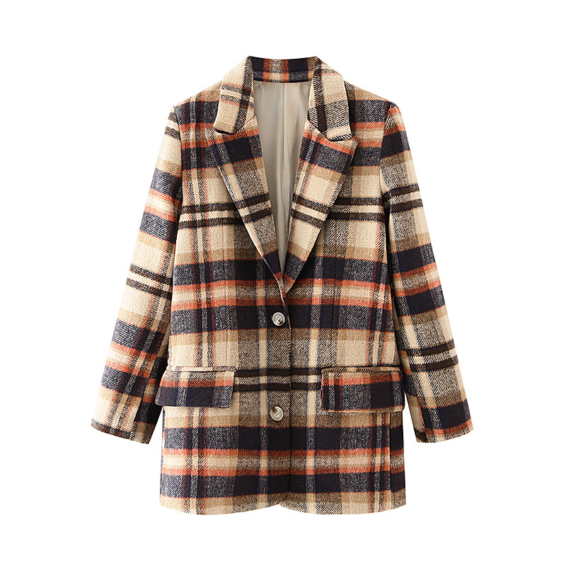 2021 New Streetwear Female Plaid Woolen Blazers Fashion Ladies Turn Down Collar Women' Fancy Pocket Jackets Vintage RKDM, Brown
2021 New Streetwear Female Plaid Woolen Blazers Fashion Ladies Turn Down Collar Women' Fancy Pocket Jackets Vintage RKDM, Brown