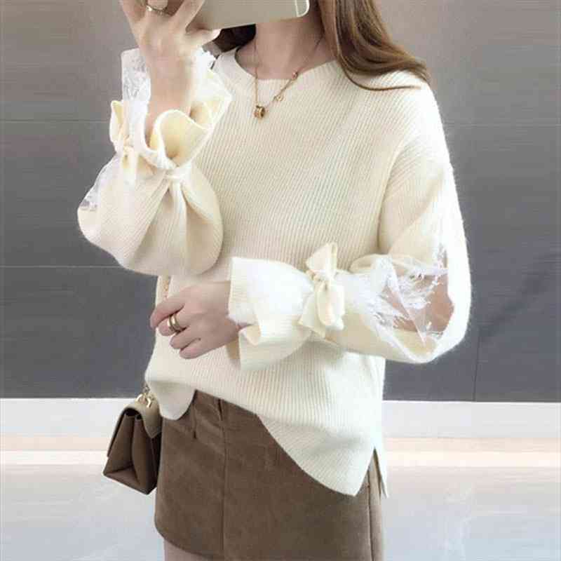 sweater women loose pullover hollow lantern sleeve sweater women lazy spring and autumn, White;black
sweater women loose pullover hollow lantern sleeve sweater women lazy spring and autumn, White;black