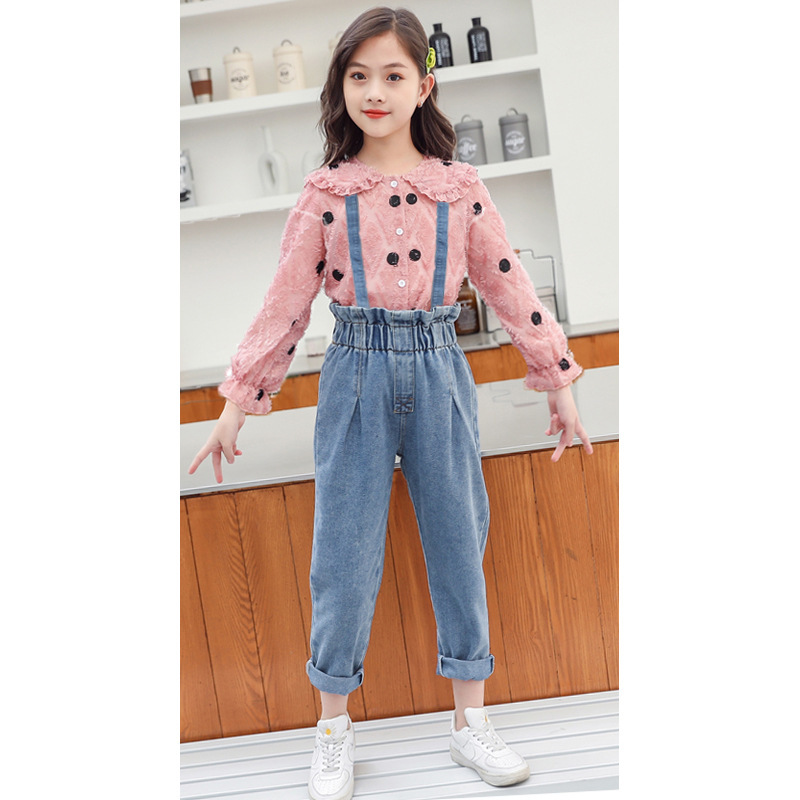 Children Clothing 2020 Autumn Winter Teens Girls Clothes Top+Jeans 2pcs Outfit Kids Suit For Girls Clothing Sets 6 8 10 12 YearsX1019