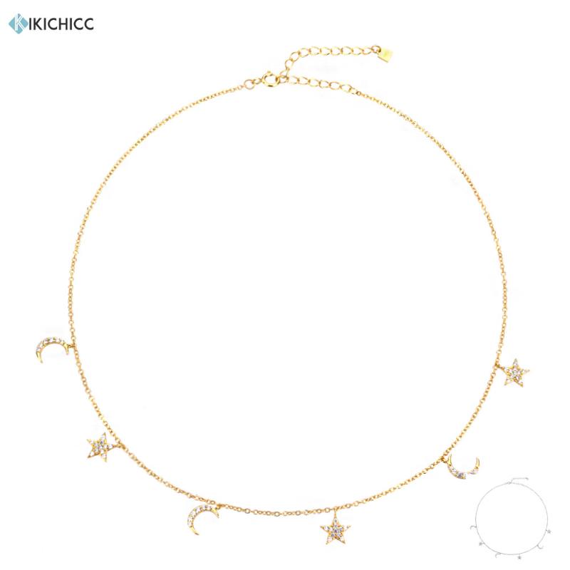 Kikichicc New 925 Sterling Silver Gold Star Moon Charms Zircon Crystal Chain Choker Necklace Women Rock Punk Fashion Jewelry
Kikichicc New 925 Sterling Silver Gold Star Moon Charms Zircon Crystal Chain Choker Necklace Women Rock Punk Fashion Jewelry