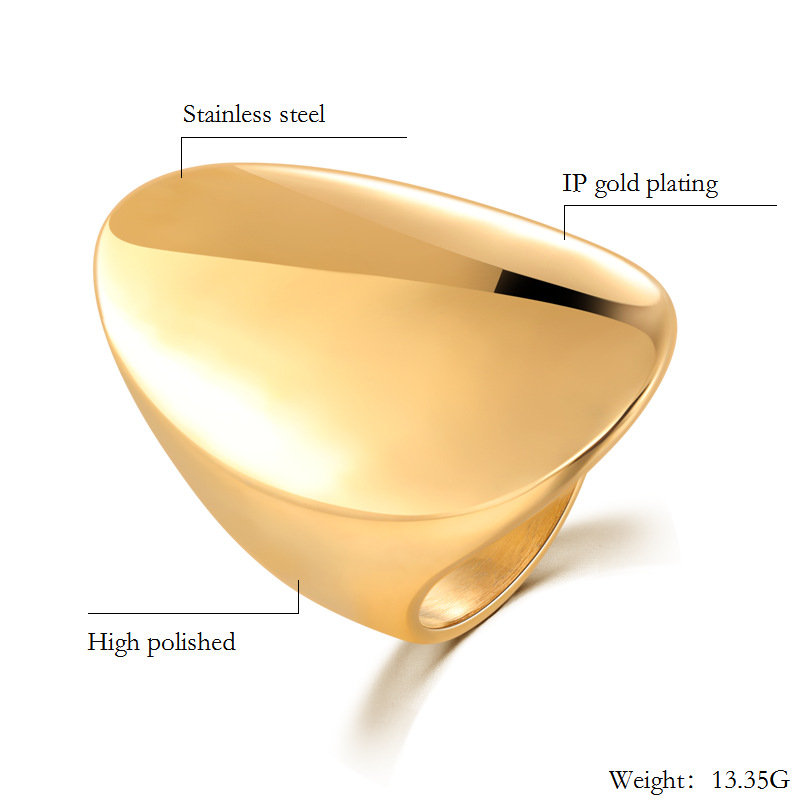 Gold Large Rings for Women Party Jewelry Big Oval Cocktail Ring 316L Titanium Stainless Steel Anillos Mujer