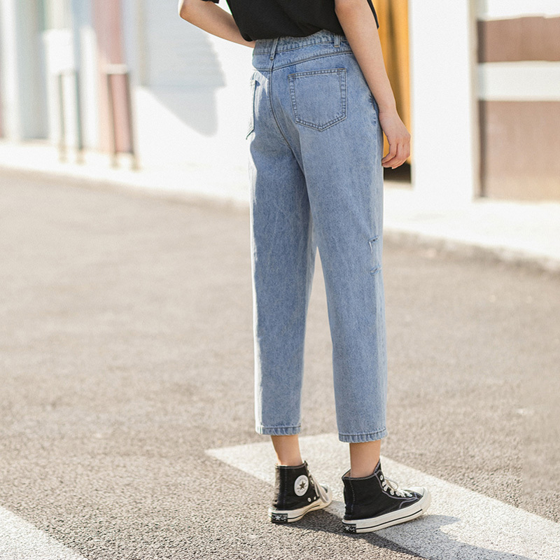 INMAN Summer New Arrival Pure Cotton All-match Personality Slimmed Hole Jeans 201105