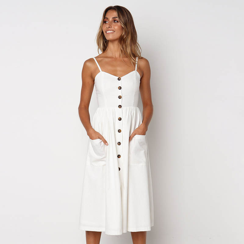 2021 New White Ladies Patched Button Up Cami Women's Spandex Spaghetti Straps Sleeveless Summer Beach Pocket Boho Dress Bd1m
2021 New White Ladies Patched Button Up Cami Women's Spandex Spaghetti Straps Sleeveless Summer Beach Pocket Boho Dress Bd1m