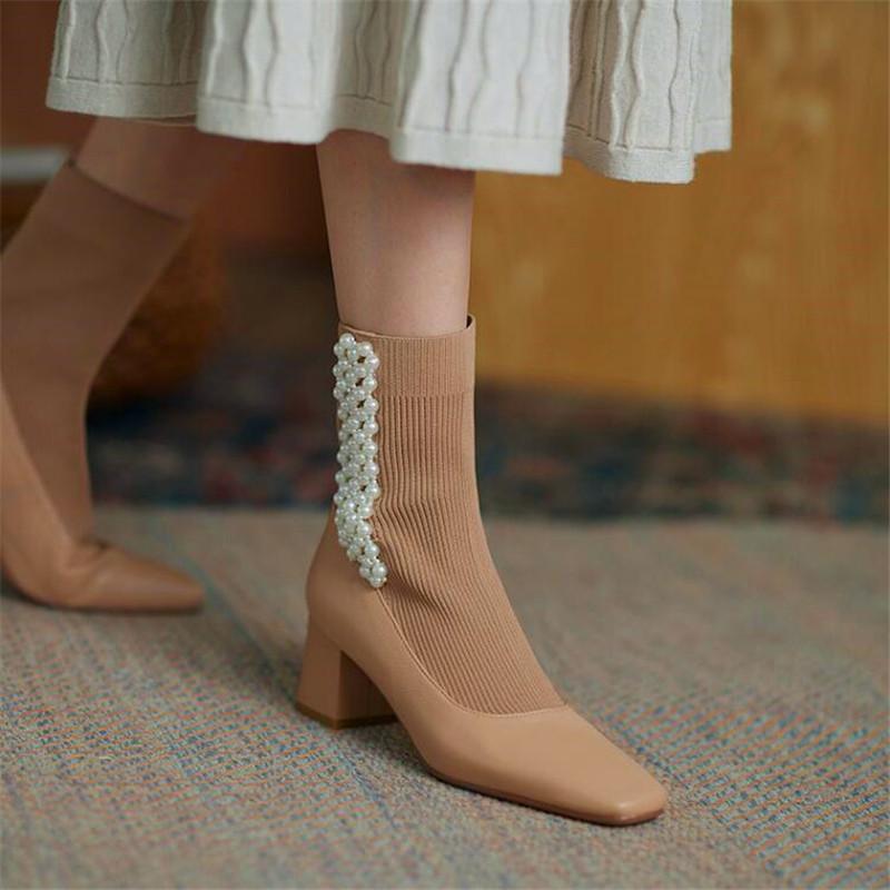 Winter ladies high heel boots pearl square toe knitted high heel boots beige black fashion
Winter ladies high heel boots pearl square toe knitted high heel boots beige black fashion