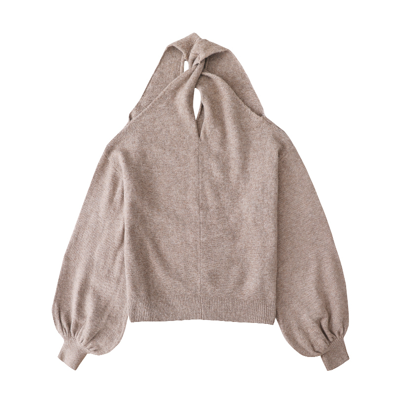 Women Retro Criss-Cross Halter Knitted Sweater Off Shoulder Hanging Neck Strapless Pullovers Oversized Lady Sweaters 201130