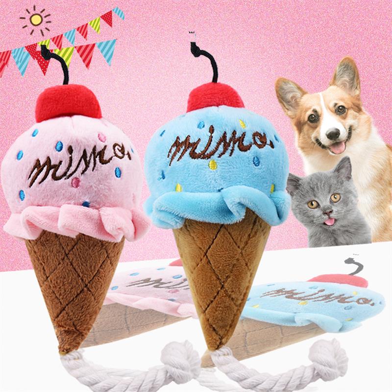 

Animals Cartoon Dog Toys Stuffed Squeaking Pet Toy Cute Plush Puzzle For Dogs Cat Chew Squeaker Squeaky Pet Ice Cream Toy 423 N2