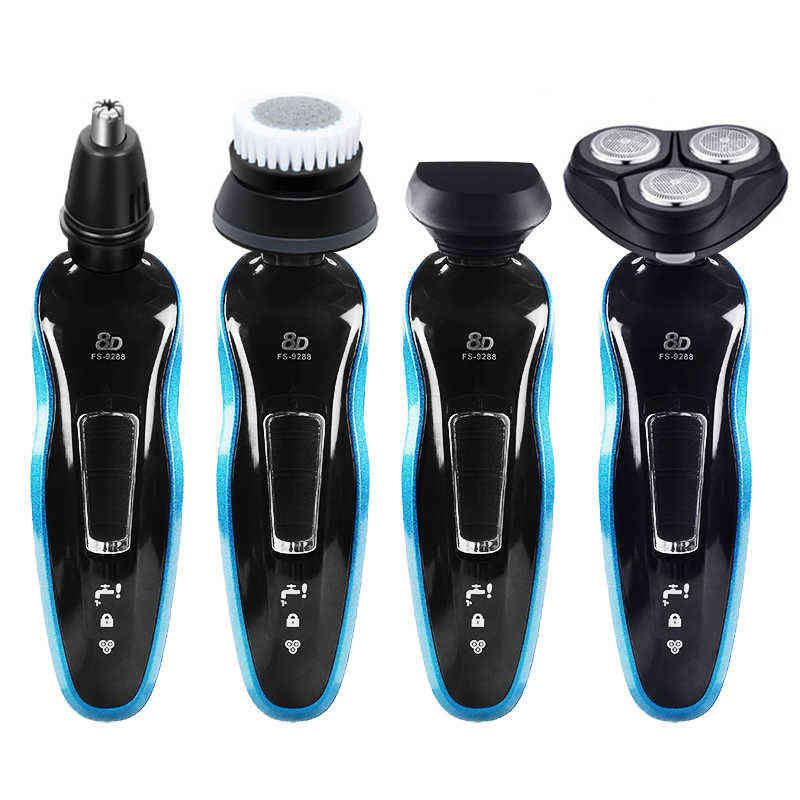 3D Floating Electric Razor Shaving Machine LCD Display Rechargeable Washable Beard Hair Shaver for Men FS-9288 4 In 1 Razor 45G 220112