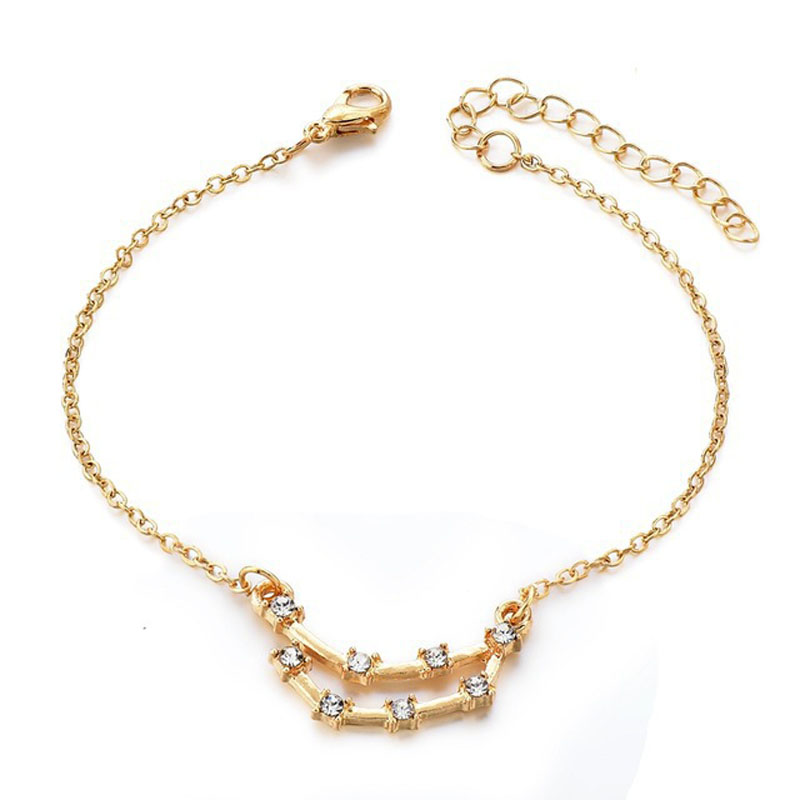 12 Constellation Horoscope Astrology Charm Bracelet for Women Gold Silver Plated Austrian Crystal Zodiac Hand Chain Cubic Zirconia Stones Bangle Jewel