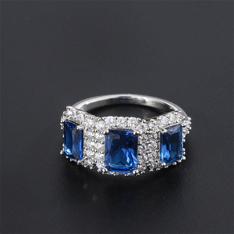 2024 Sterg Sier Blue Sapphire CZ Dia Tanzanite Ring