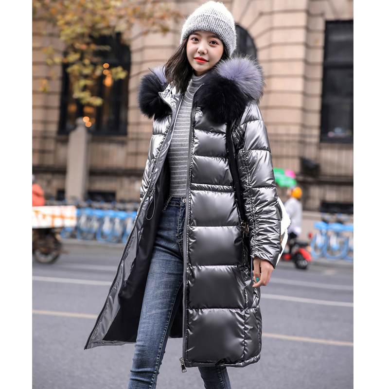 -30 Degrees Hooded Fur Collar Thickened Women Lengthened Winter Parkas Jacket 201127