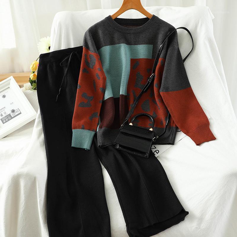 Fashion 2 Piece Set Women Leopard Panelled Patchwork Knitted Pullovers + Solid Color Lace Up Wide Leg Pants Tracksuit Women1, Gray
Fashion 2 Piece Set Women Leopard Panelled Patchwork Knitted Pullovers + Solid Color Lace Up Wide Leg Pants Tracksuit Women1, Gray
