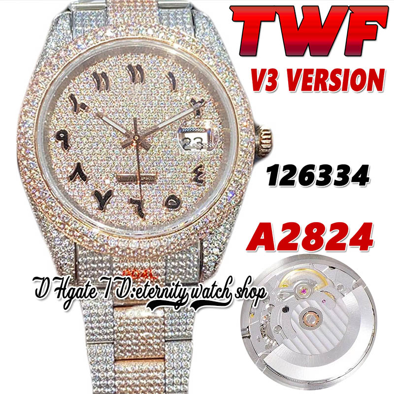 2022 TWF V3 126331 126334 A2824 Automatic Mens Watch 116244 Paved Diamonds Rose Gold Arabic Dial 904L Stainless Case Fully Iced Out Diamond Bracelet Eternity Watches, Watch waterproof cost
2022 TWF V3 126331 126334 A2824 Automatic Mens Watch 116244 Paved Diamonds Rose Gold Arabic Dial 904L Stainless Case Fully Iced Out Diamond Bracelet Eternity Watches, Watch waterproof cost