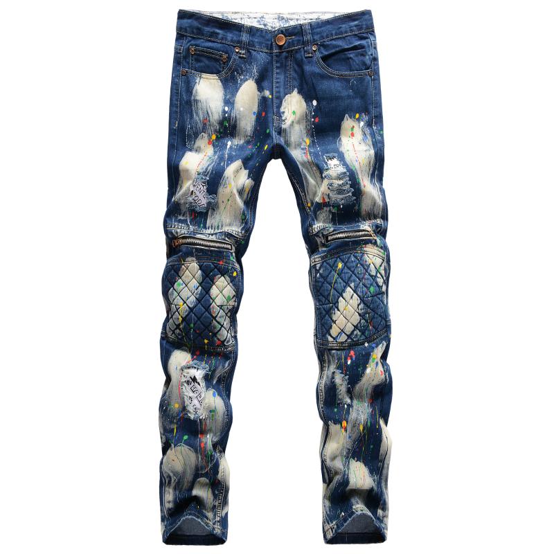 Men's Motorcycle Jeans Slim Fit Pleated Casual Biker Male Pants Broken Holes Straight Legs Hip Hop Jeans Trouser For Men, Blue
Men's Motorcycle Jeans Slim Fit Pleated Casual Biker Male Pants Broken Holes Straight Legs Hip Hop Jeans Trouser For Men, Blue