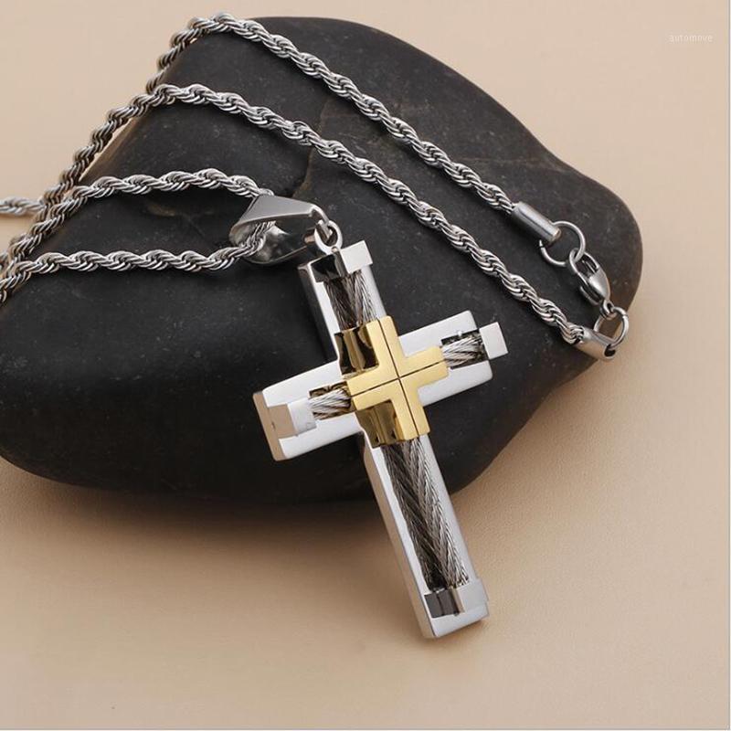 High Quality Stainless Steel Cross Necklace Men Women Punk Gold/Black/Silver Color 60cm Twist Rope Chain Cross Necklace pendant1
High Quality Stainless Steel Cross Necklace Men Women Punk Gold/Black/Silver Color 60cm Twist Rope Chain Cross Necklace pendant1