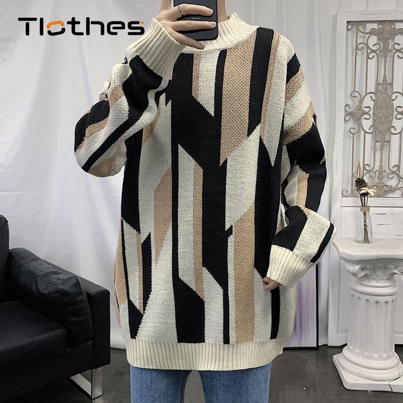 Jumper Men Women Sweater Color Block Geometric Print Knitwear Mens Loose Pullover Korean Fashion Clothing Couple Oversize, Khaki
Jumper Men Women Sweater Color Block Geometric Print Knitwear Mens Loose Pullover Korean Fashion Clothing Couple Oversize, Khaki