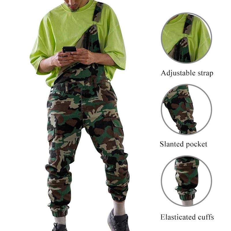 Men One Shoulder Fashion Jeans Jumpsuit Casual Camouflage Print Jeans Jumpsuits Overalls Tracksuit Camo Suspender Pant AAA Discount for in-store purch