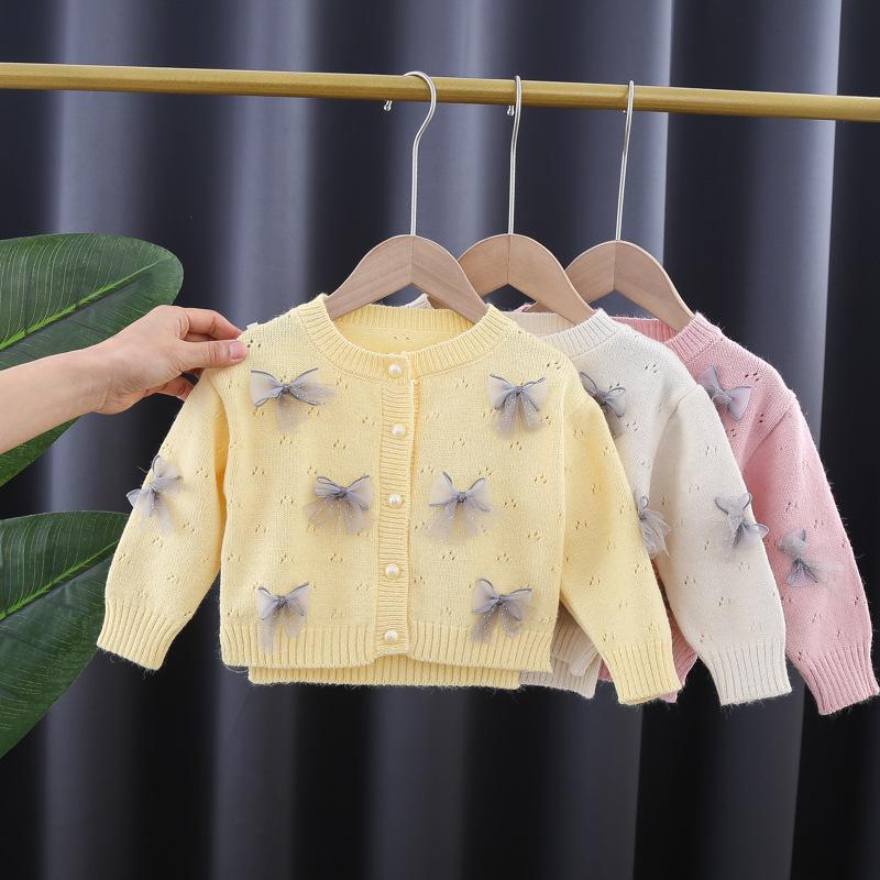 Spring Girl Sweater Hollow Bow Cardigan, Pink
Spring Girl Sweater Hollow Bow Cardigan, Pink