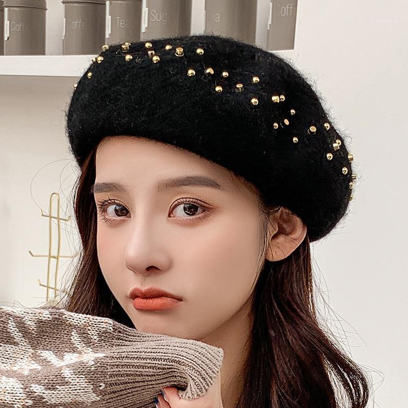 HT3344 New Fashion Women Berets Solid Rivet Wool Beret Hat Ladies Vintage Artist Painter Hat Female Autumn Winter Hats for Women1, Black 
HT3344 New Fashion Women Berets Solid Rivet Wool Beret Hat Ladies Vintage Artist Painter Hat Female Autumn Winter Hats for Women1, Black