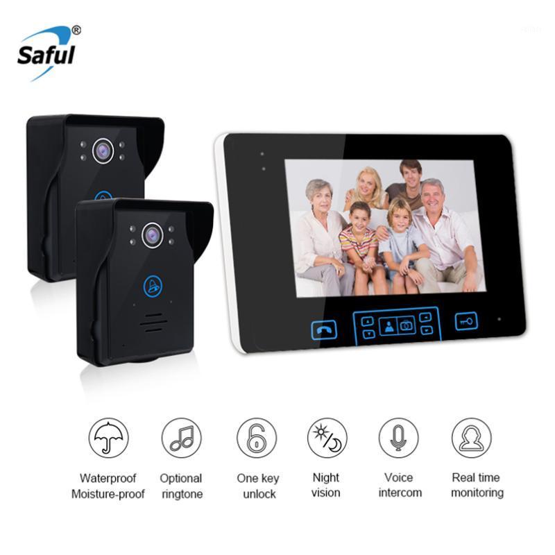 Saful 7"Video Door Bell Intercom System waterproof door video phone camera wireless home intercom with 2 Monitor Doorbell Camera1
Saful 7"Video Door Bell Intercom System waterproof door video phone camera wireless home intercom with 2 Monitor Doorbell Camera1