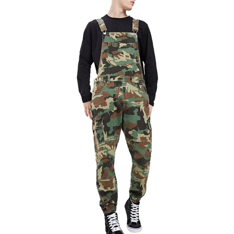 Men One Shoulder Fashion Jeans Jumpsuit Casual Camouflage Print Jeans Jumpsuits Overalls Tracksuit Camo Suspender Pant AAA Discount for in-store purch