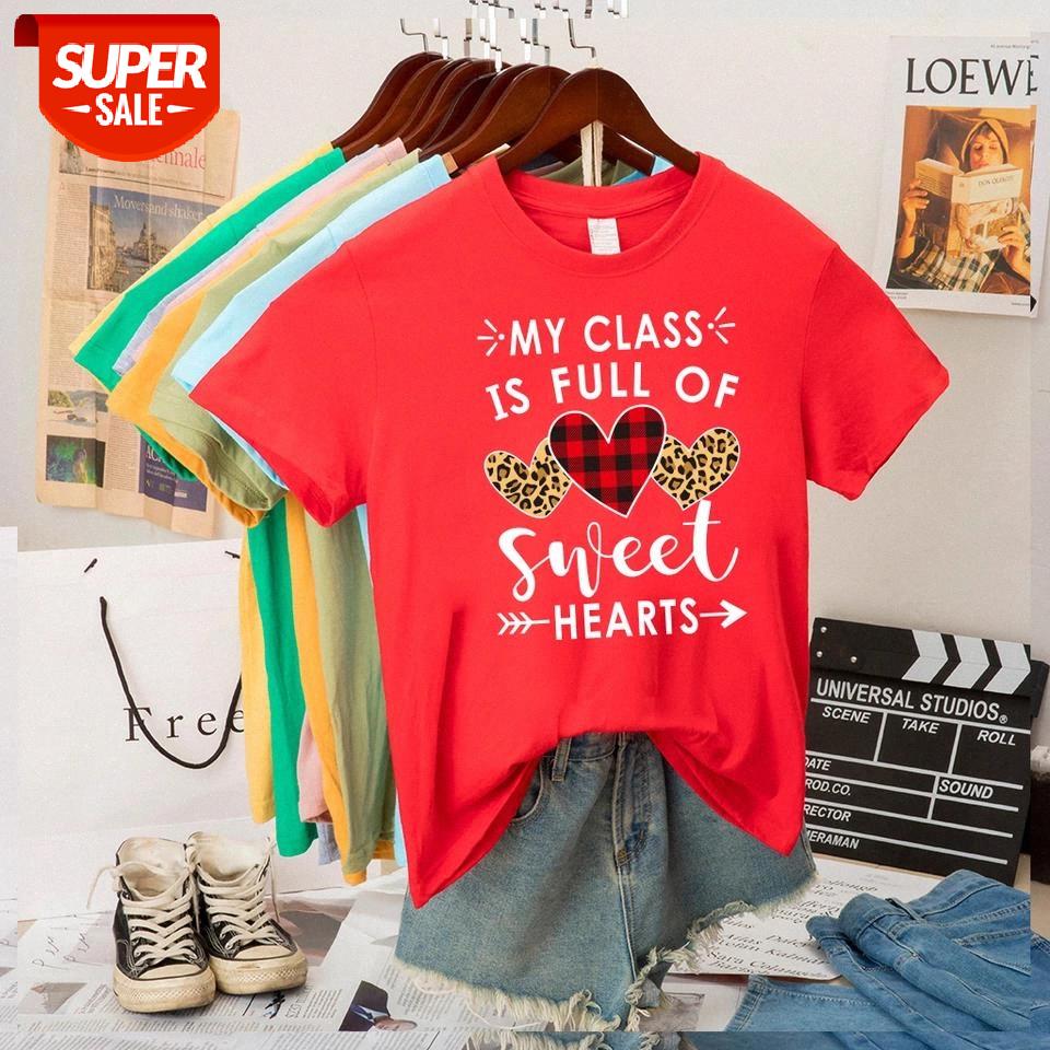 My Class Is Full of Sweet Hearts Print Teacher Shirt for Women Short Sleeve Loose Femme T-shirt Valentine's Day Gift #qA4a, White
My Class Is Full of Sweet Hearts Print Teacher Shirt for Women Short Sleeve Loose Femme T-shirt Valentine's Day Gift #qA4a, White
