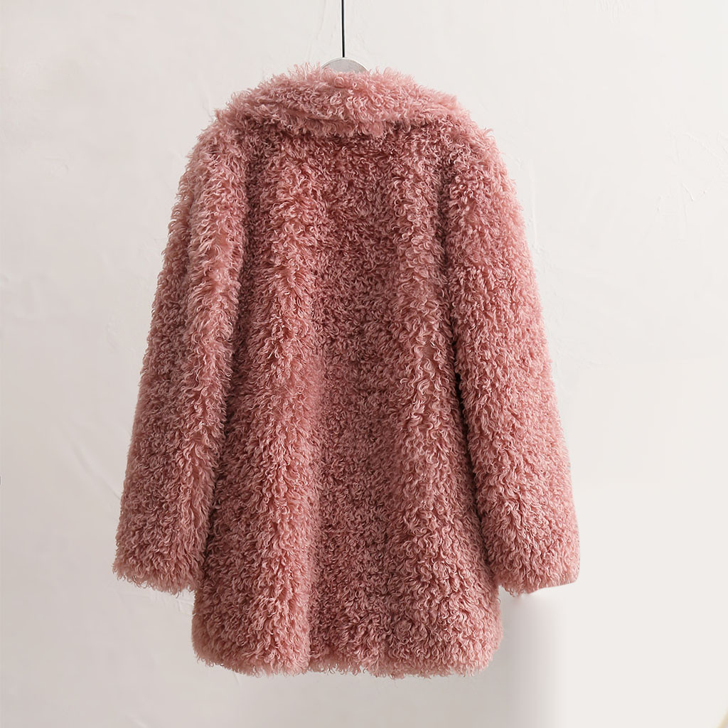 Fashion Women Circle Wool Loose Long Sleeve Turn-Down Collar Warm Plush Coat Oversize Teddy Coat Plush Warm Overcoat Female#y4 Y201004