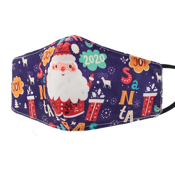 Designer Masks 20pcs/lot Christmas 3D Printing Santa Printed Cotton Fashion Mask Year Decoration
