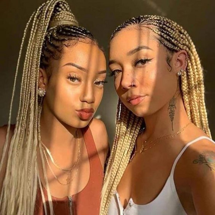 New 13X4" Lace Frontal Box Braid Wig with Baby Hair Hand-Braided black/burgundy/blonde cornrow braided wig Twist Wigs for african women