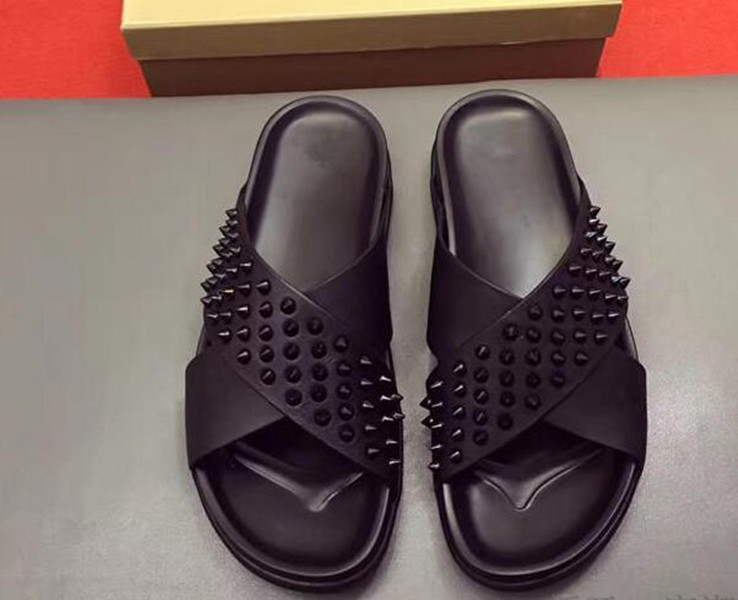 Famous Hot Popular Men's Slides With Spikes 2020 Summer Man Red Bottom Sandals Pool Fun Flats Slip On Slippers Flip Flops Slippery, Black
Famous Hot Popular Men's Slides With Spikes 2020 Summer Man Red Bottom Sandals Pool Fun Flats Slip On Slippers Flip Flops Slippery, Black