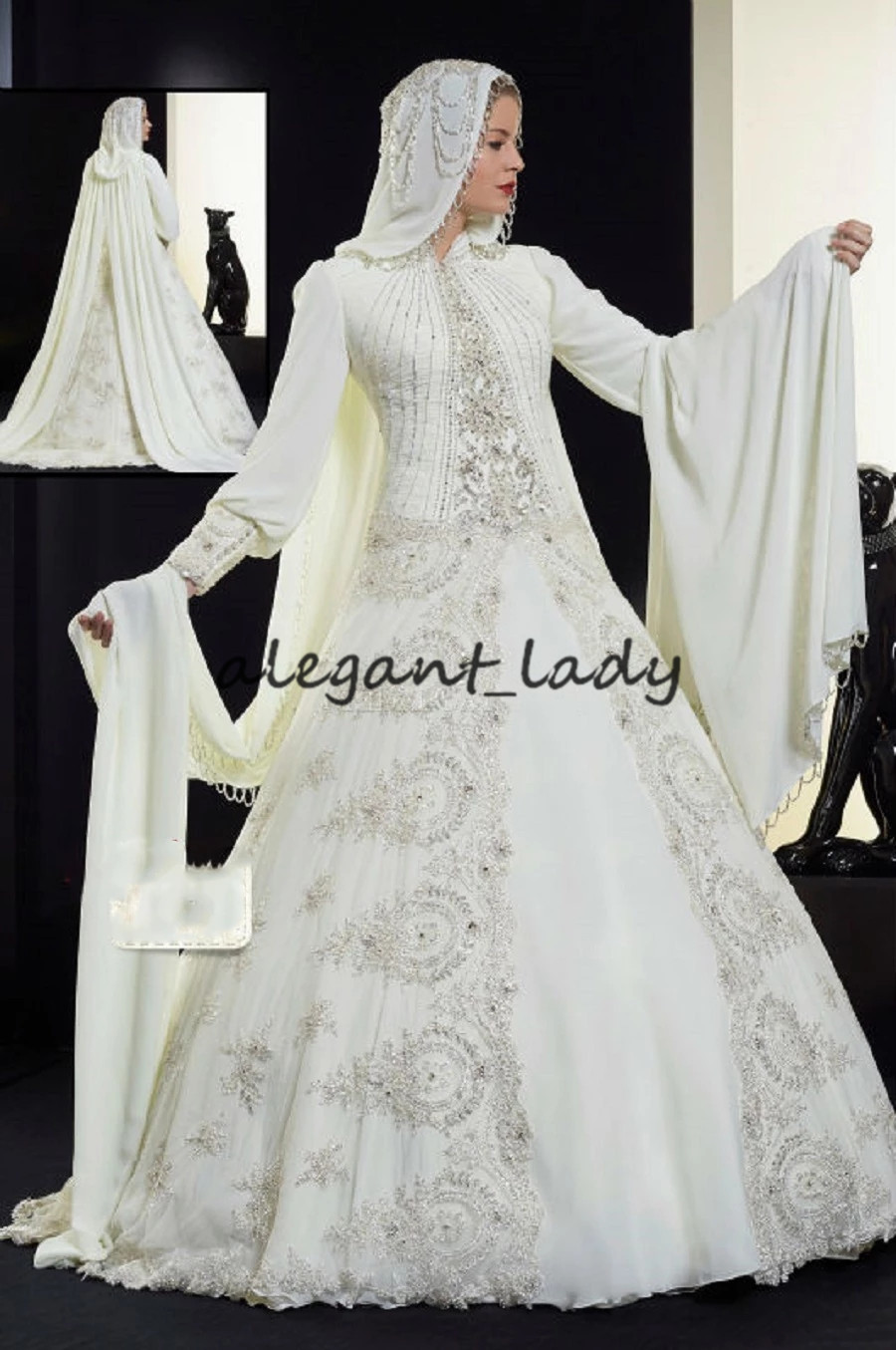 high neck long sleeves muslim modest wedding dresses with hijab saudi arabic bridal gowns islamic beaded crystal vestidos