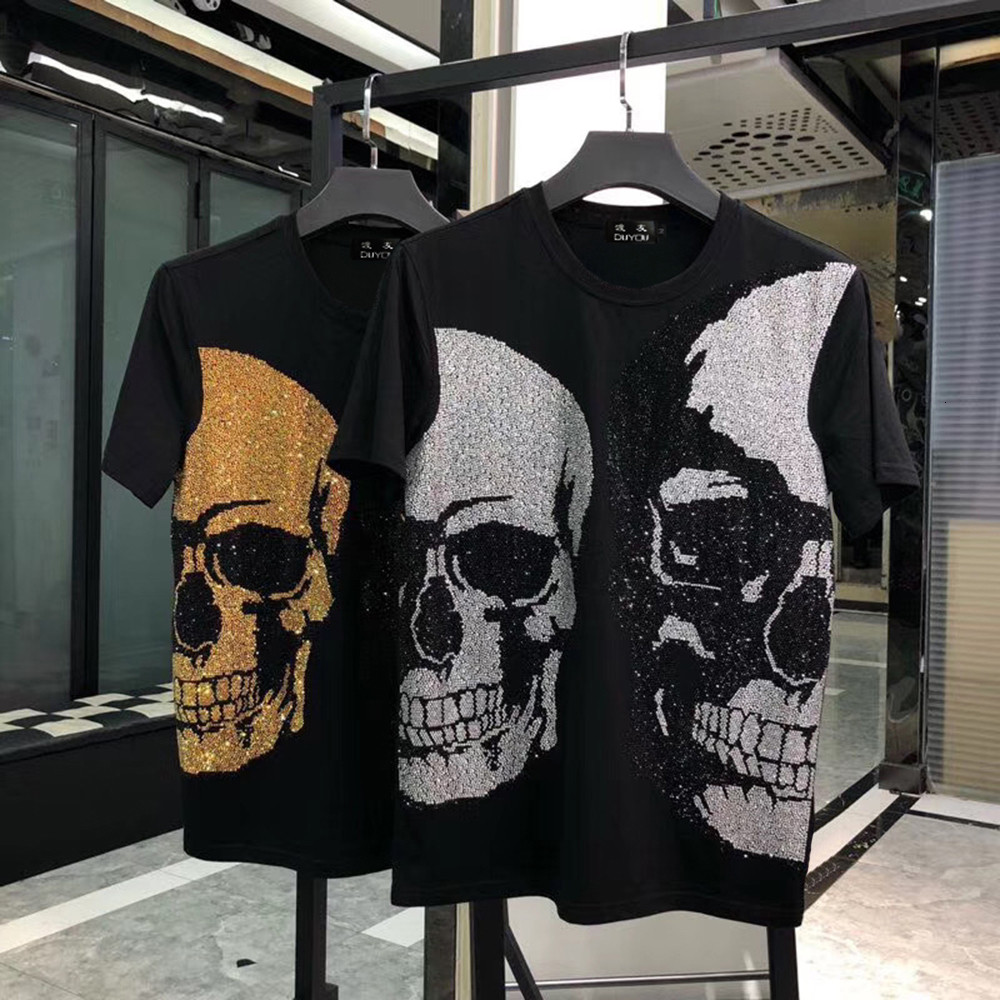 Mens Shirts Man Short Sleeve Fashion Rock Star Two Crystal Big Skull T-shirt Male High Quality 100% Cotton Tops Tees 0zl1, Silver
Mens Shirts Man Short Sleeve Fashion Rock Star Two Crystal Big Skull T-shirt Male High Quality 100% Cotton Tops Tees 0zl1, Silver