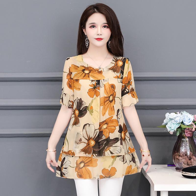 Female Summer Short Sleeve Floral Chiffon Blouses Long Loose Fashion Shirts Plus Size Women Flowers Printing Ruffles Shirts Tops, Beige
Female Summer Short Sleeve Floral Chiffon Blouses Long Loose Fashion Shirts Plus Size Women Flowers Printing Ruffles Shirts Tops, Beige