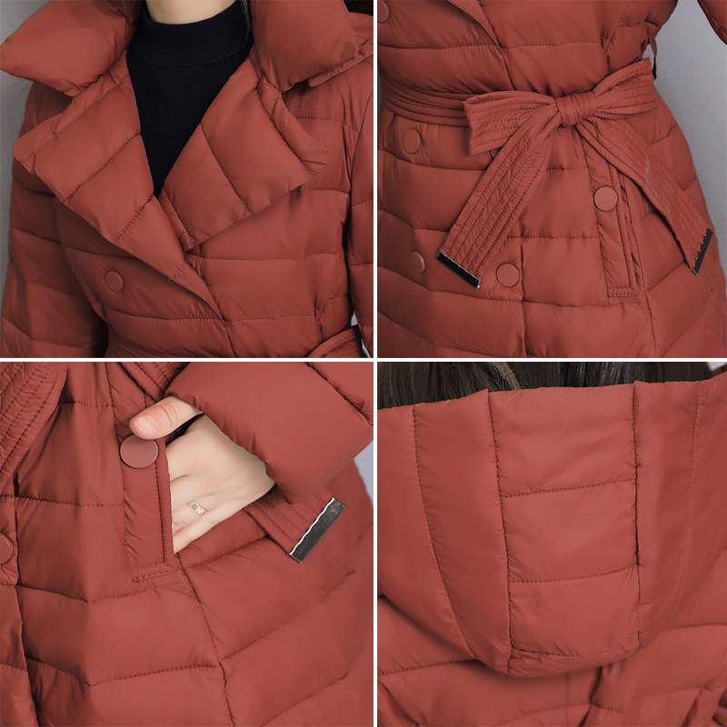 Turn Down Collar Winter Jacket Women Padded Breasted Buttons Thick Ladies Casual Long Parka Outwear Women's Solid Warm Coat 200928