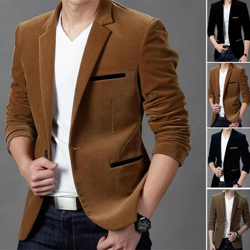 2020 Men's Jacket Brand Clothing Casual Coat Blazer Men Slim Fit Jacket Men Corduroy Wedding Dress Plus Size Single Button